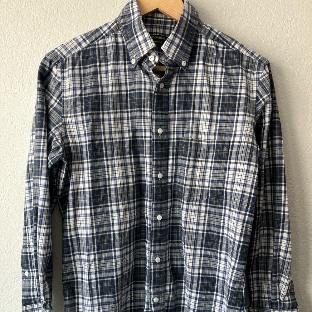 INDOCHINO Men’s Medium? 100% Cotton Butto Shirt Plaid